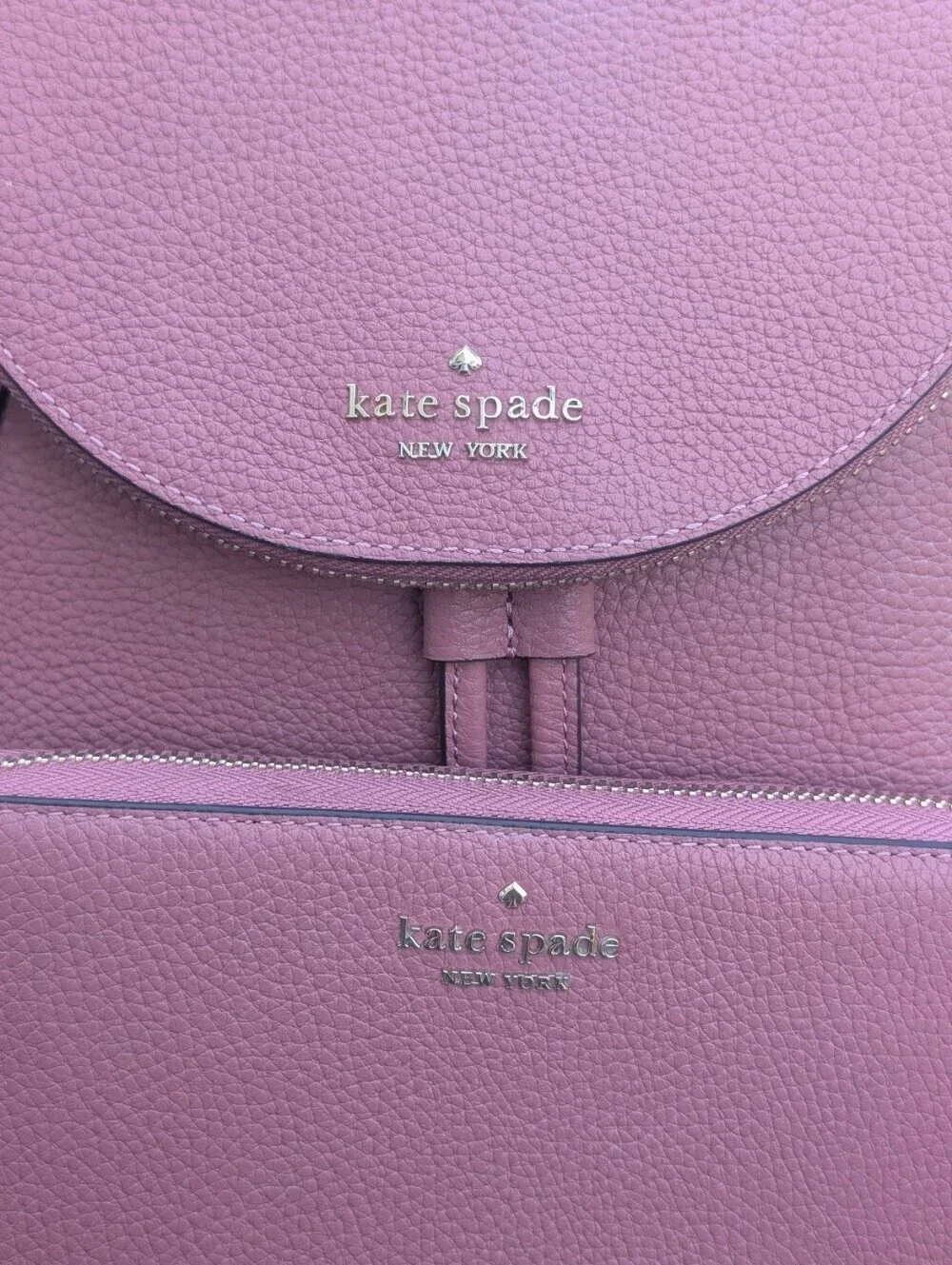 Kate Spade ♠️ NY Leila Med Flap pebbled leather Backpack & large Continental